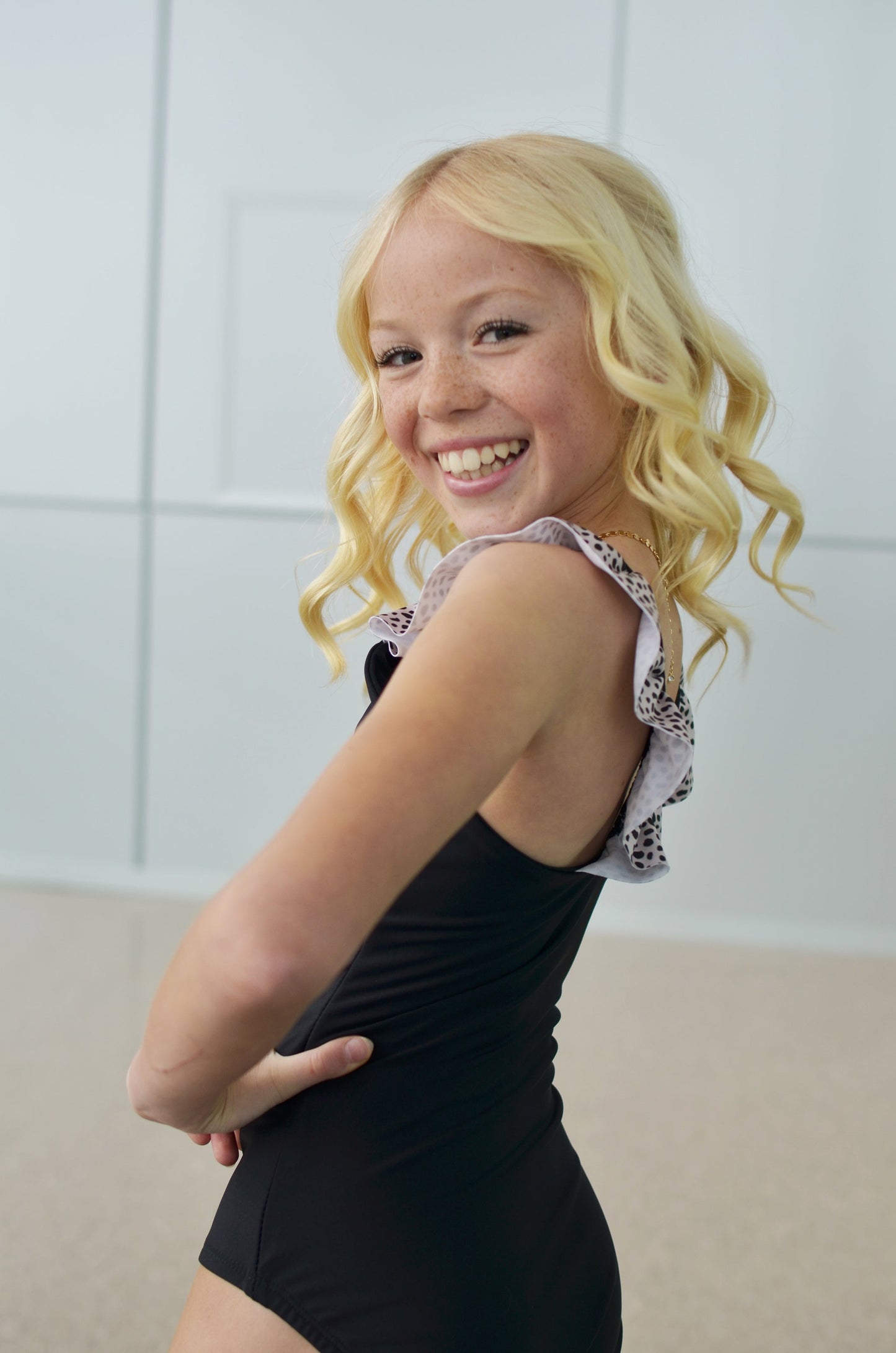 Flutter Leotard - Black/Leopard