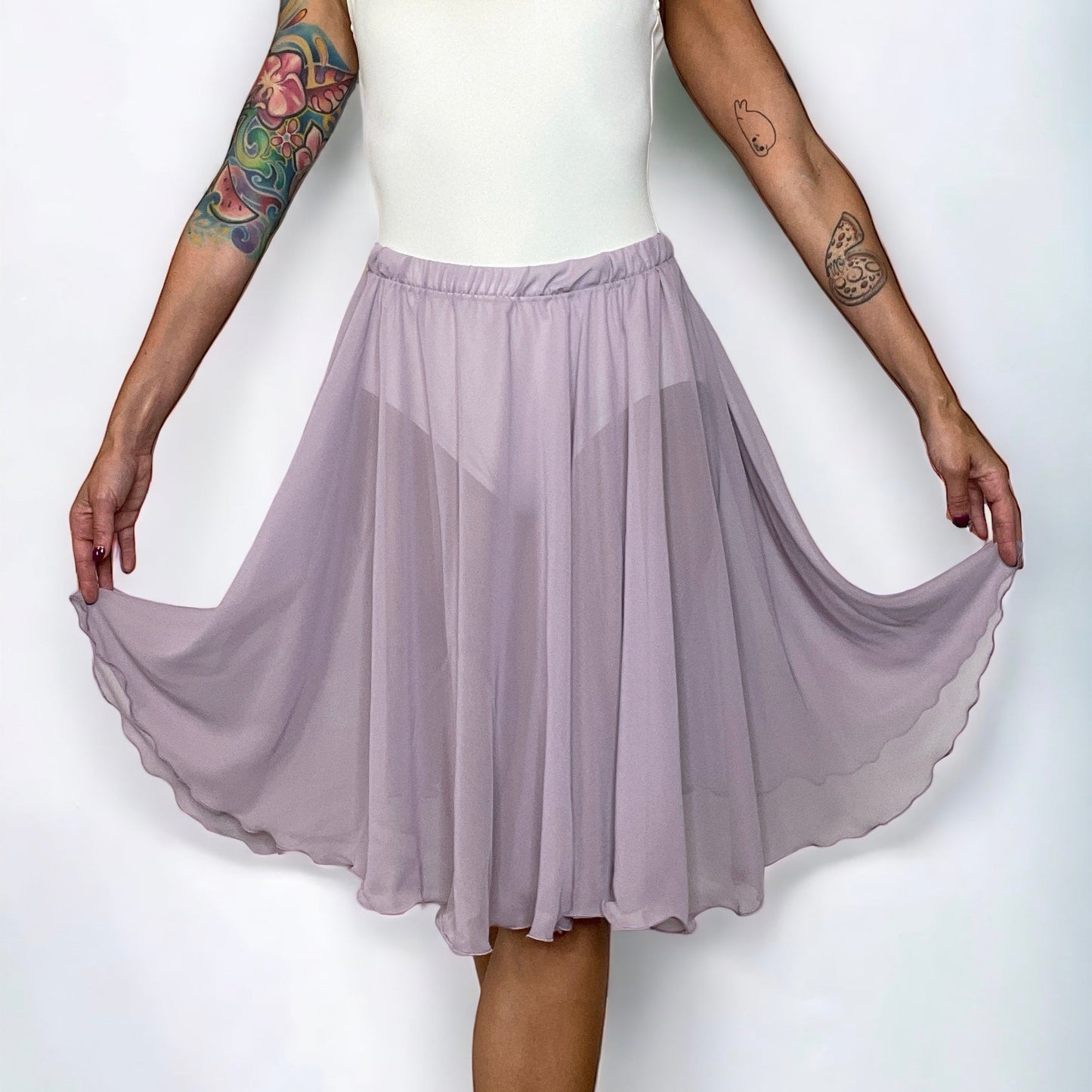 Light Purple Lavender Mist Chiffon Ballet Pull On Skirt