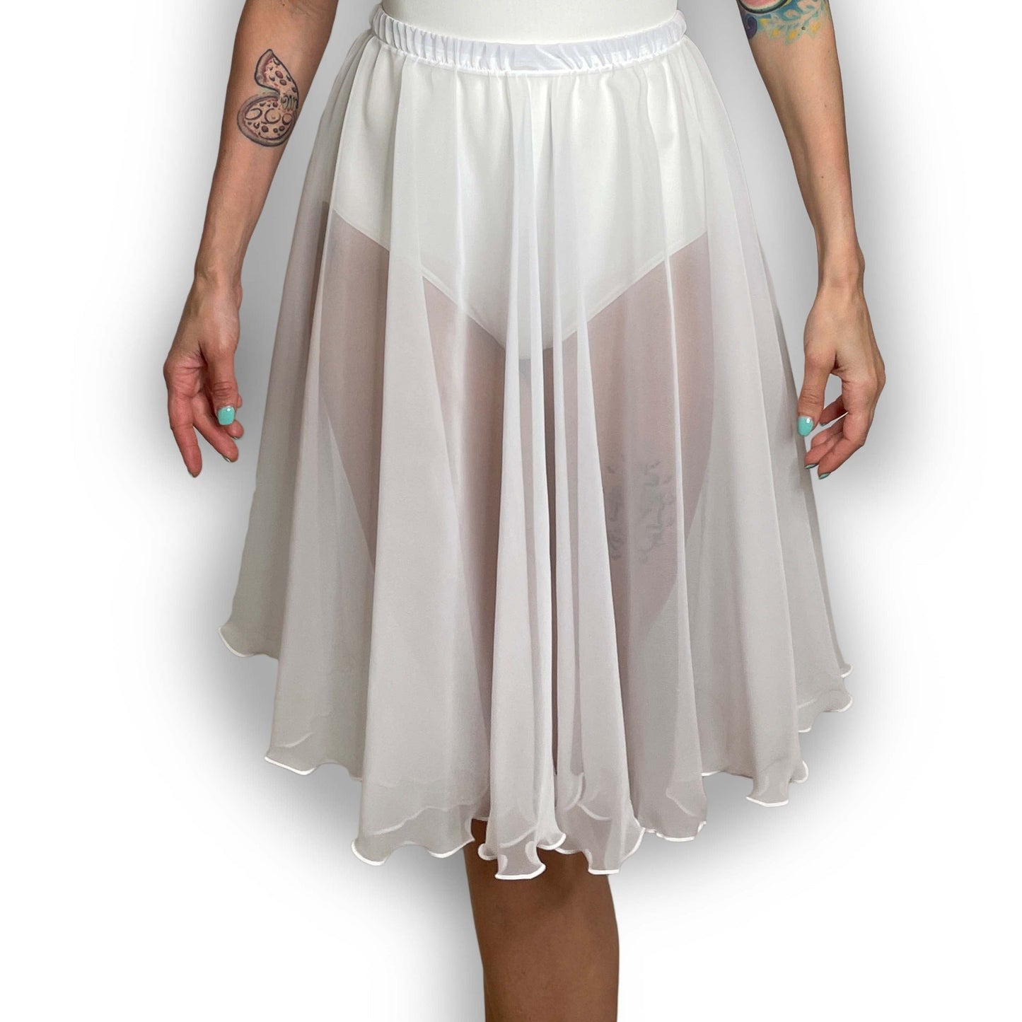 White Chiffon Ballet Pull On Skirt