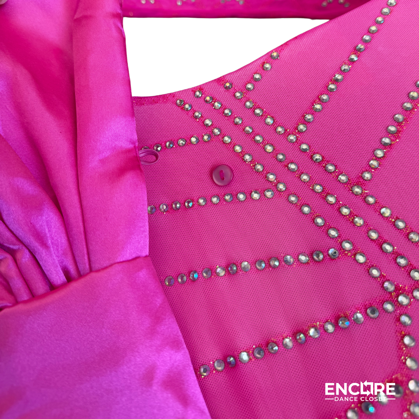 Hot Pink Mesh Leotard with Removable Satin Bow