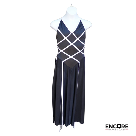 Black Leotard Dress with White Piping