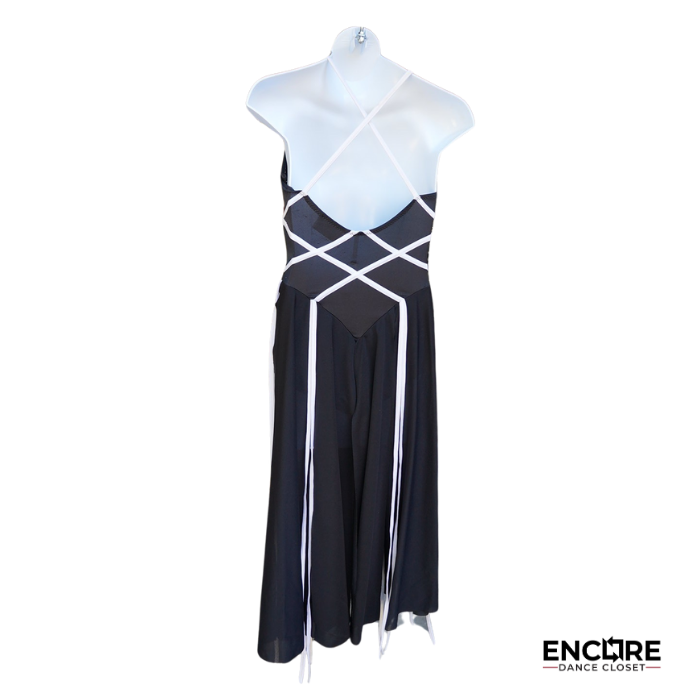 Black Leotard Dress with White Piping