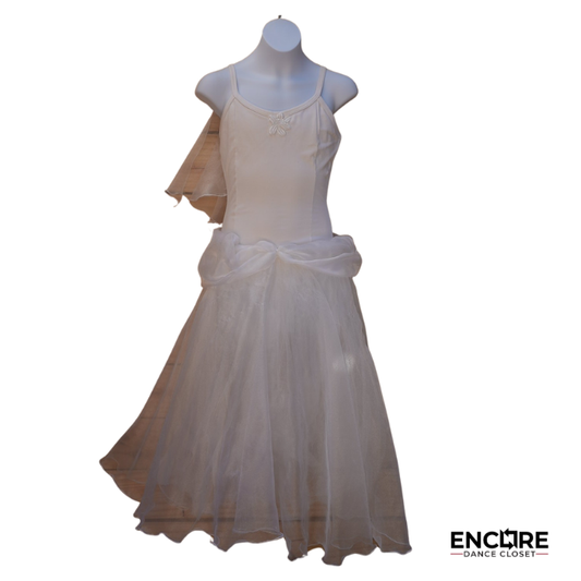 White Cotton Leotard with Shimmery Tulle Skirt