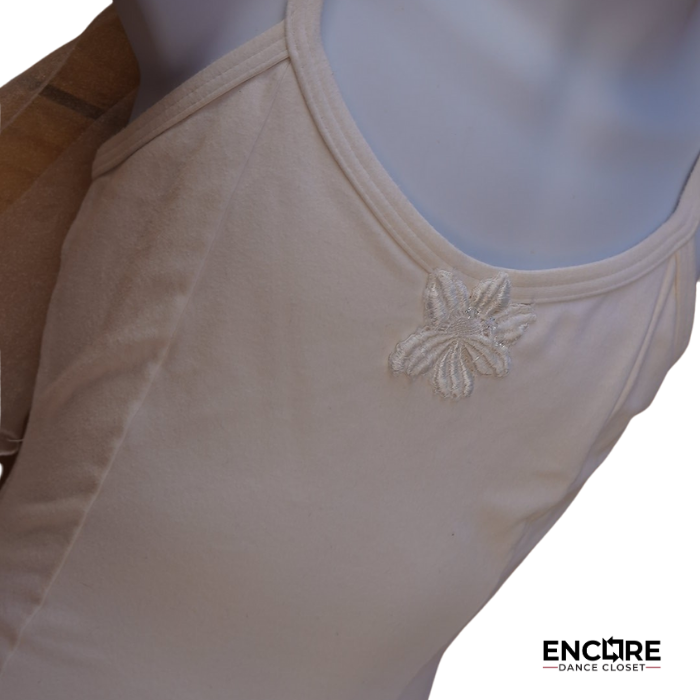 White Cotton Leotard with Shimmery Tulle Skirt