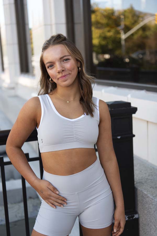 Nola Top - Cloud Grey/White