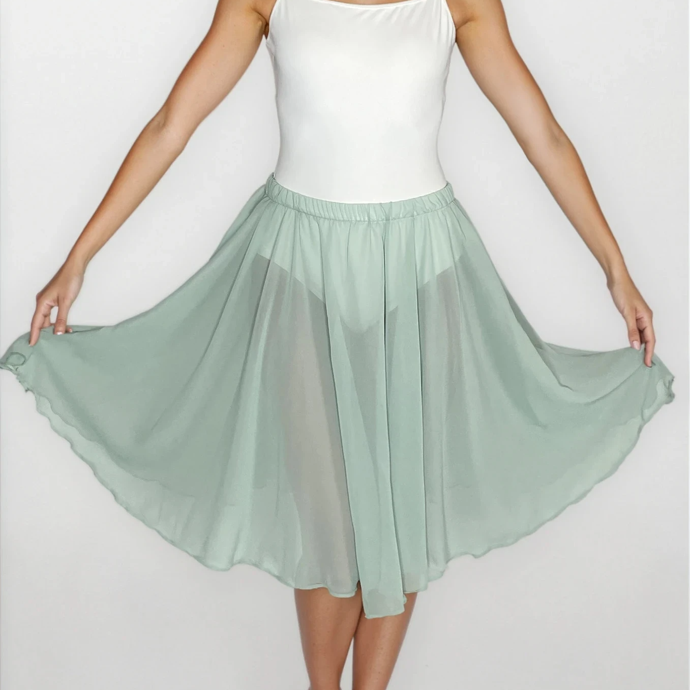 Pistachio Light Green Chiffon Ballet Pull On Skirt