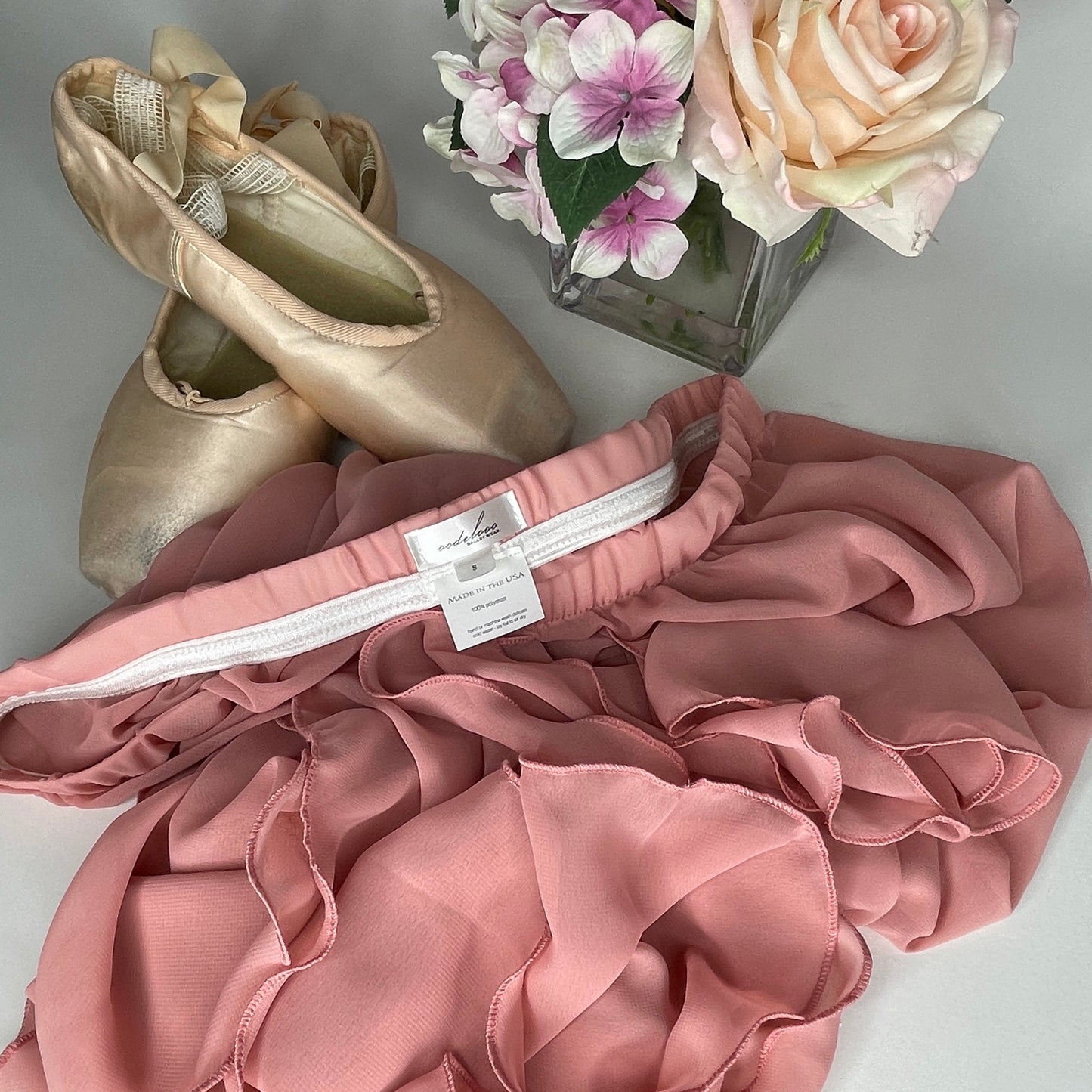 Dusty Rose Chiffon Ballet Pull On Skirt