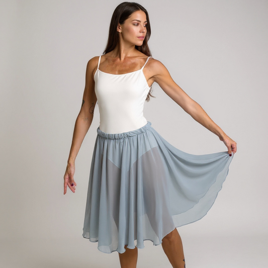 Glacier Blue Chiffon Ballet Pull On Skirt