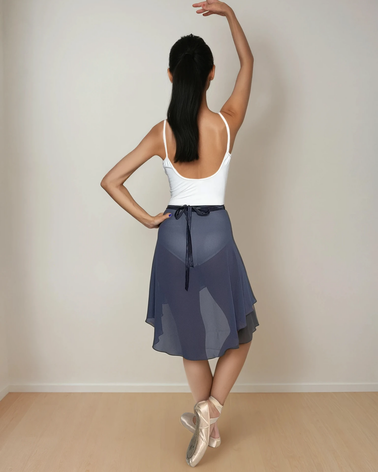 Charcoal Blue Chiffon Ballet Wrap Skirt - Contemporary