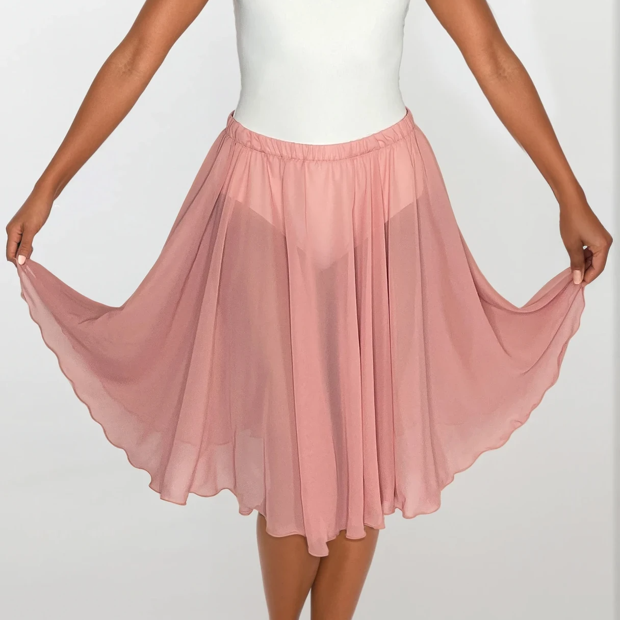 Dusty Rose Chiffon Ballet Pull On Skirt