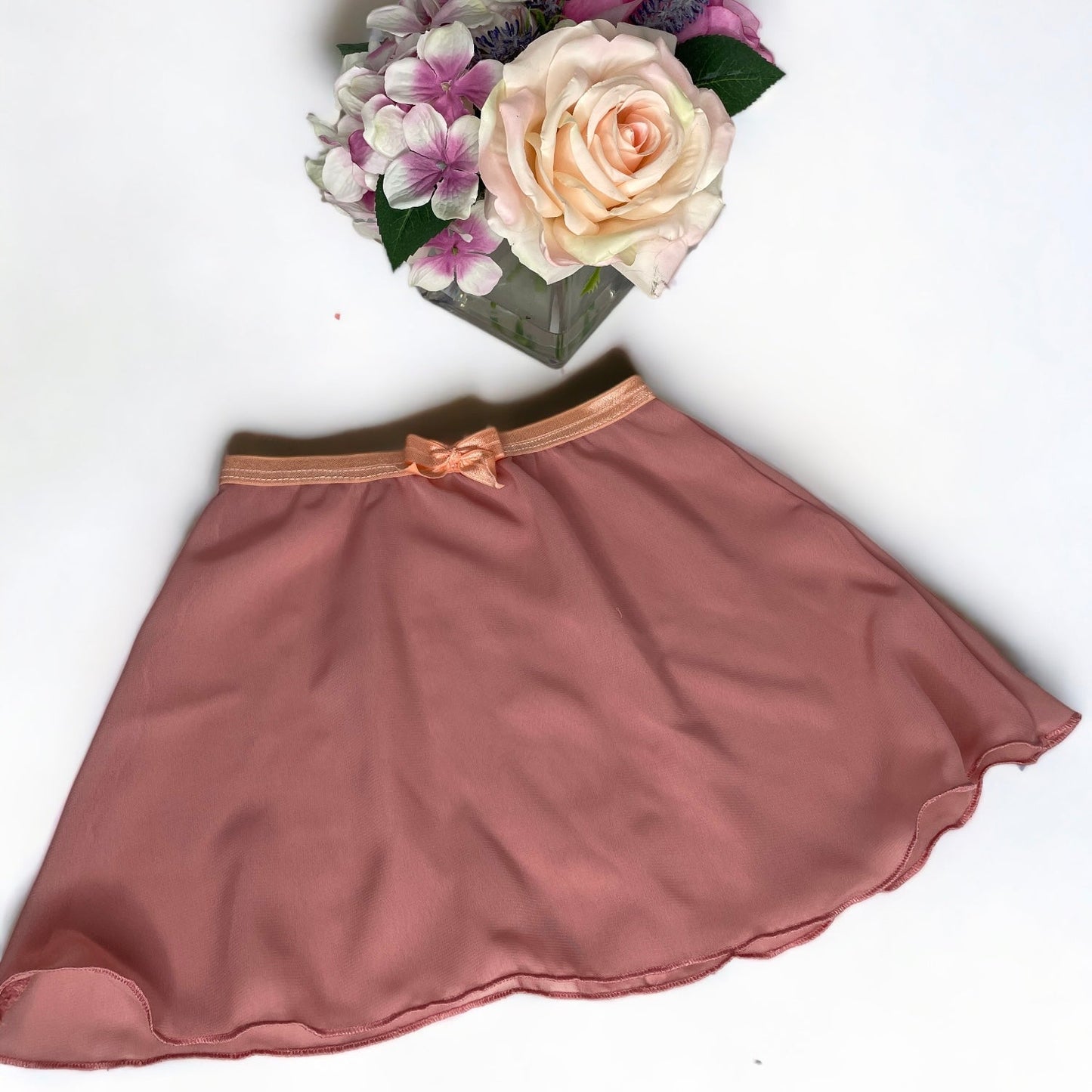 Dusty Rose Girls Chiffon Ballet Pull On Skirt