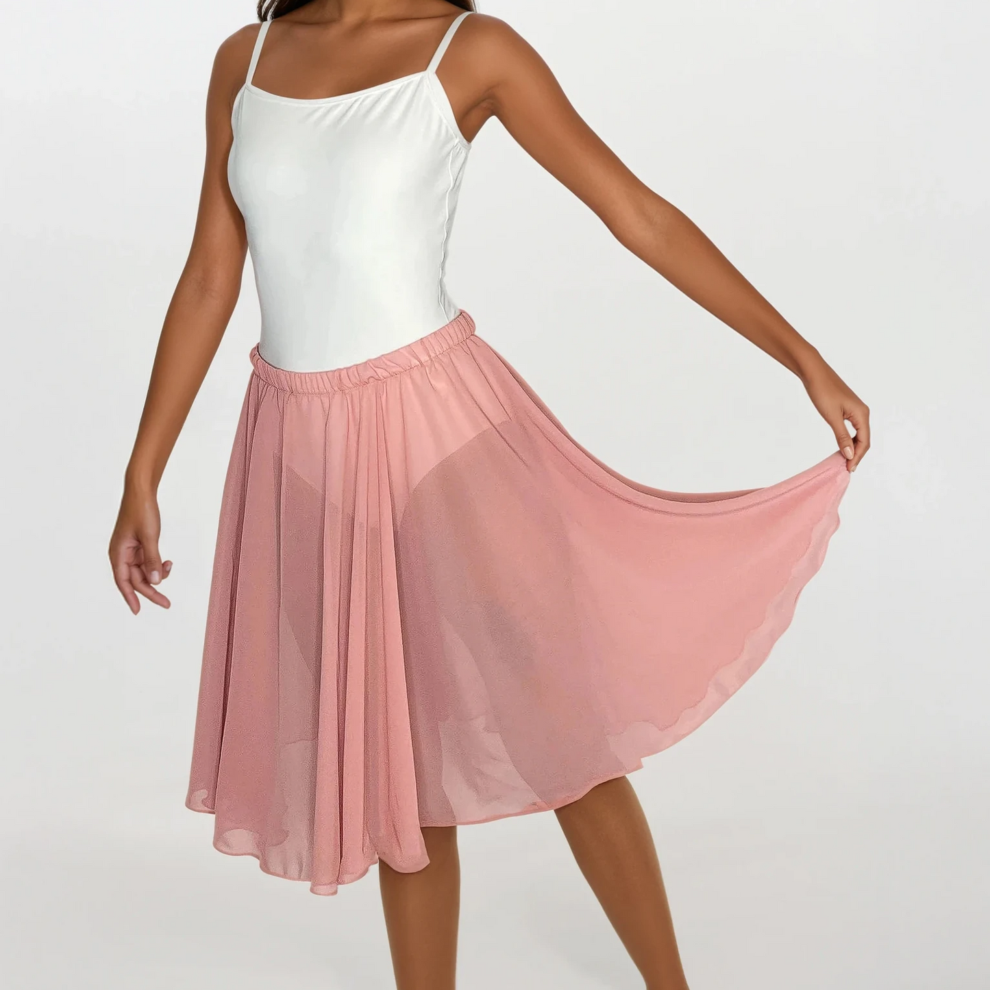 Dusty Rose Chiffon Ballet Pull On Skirt