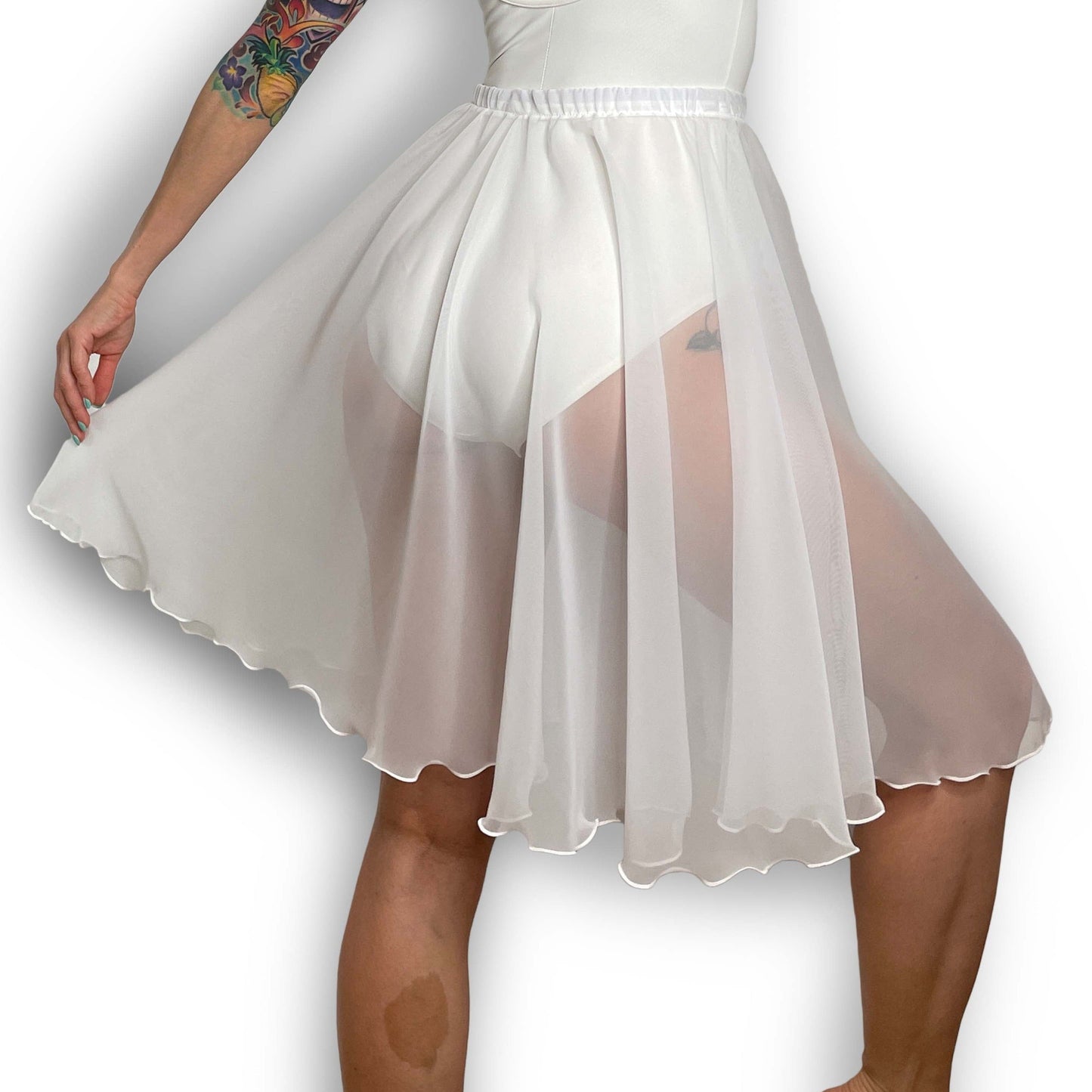 White Chiffon Ballet Pull On Skirt