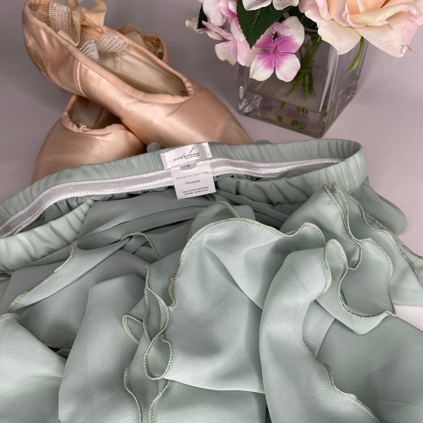 Pistachio Light Green Chiffon Ballet Pull On Skirt